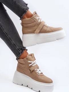 model 21652321 Dámské Kožené Tenisky Beige - Zazoo