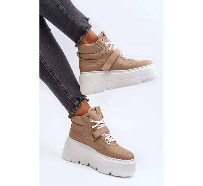 Zazoo 3450 Dámské Kožené Tenisky Beige