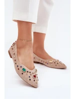 Dámské Baletky Ozdobené Béžové model 21702728 - Boto Dámské Baletky Ozdobené Béžové model 21702728 - Boto