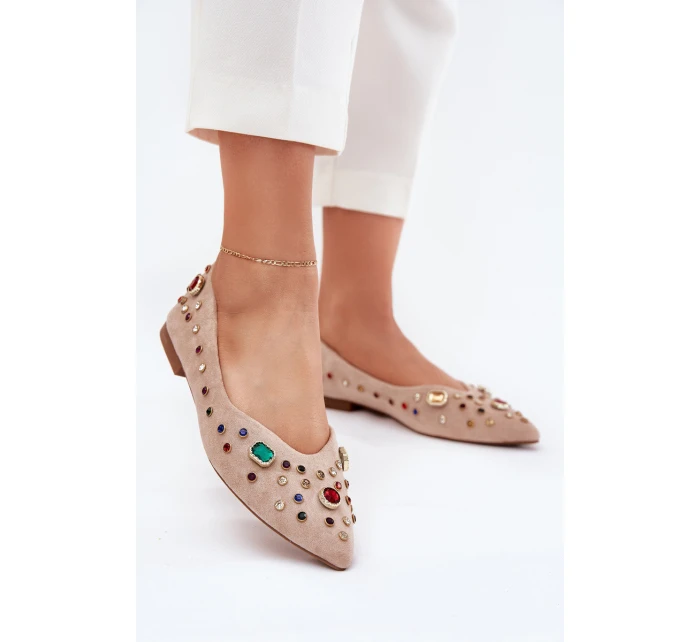 Dámské Baletky Ozdobené Béžové model 21702728 - Boto Dámské Baletky Ozdobené Béžové model 21702728 - Boto