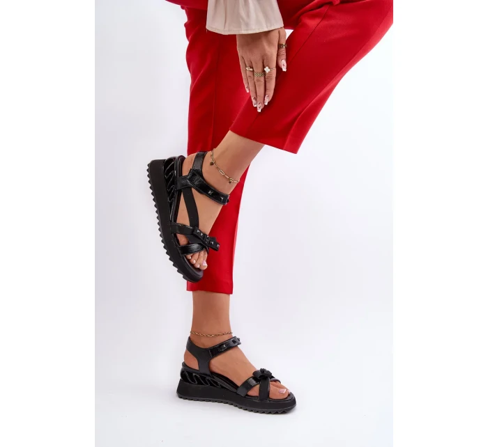 Dámské sandály s mašlí D&A černá Dámské sandály s mašlí D&A černá