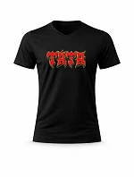 Pánské bavlněné tričko s potiskem - TÁTA (ROCK) - černé