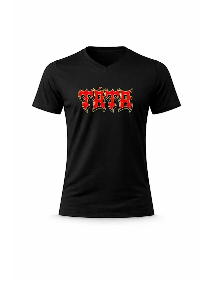 Pánské bavlněné tričko s potiskem - TÁTA (ROCK) - černé Pánské bavlněné tričko s potiskem - TÁTA (ROCK) - černé