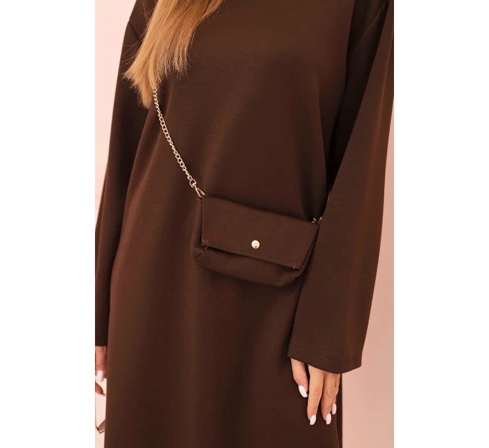 Dámské šaty volného střihu s na řetízku Tmavě fialová model 21470044 - Kesi