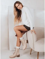 Dámské semišové šněrovací boty béžové FashionStreet ZY1235