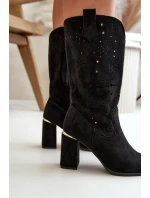 Dámské černé zamilované botky s podpatkem a špičatou špičkou Nevithra