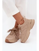 Dámské sportovní tenisky s dvojitým šněrováním béžové model 21710167 - Boto Dámské sportovní tenisky s dvojitým šněrováním béžové model 21710167 - Boto