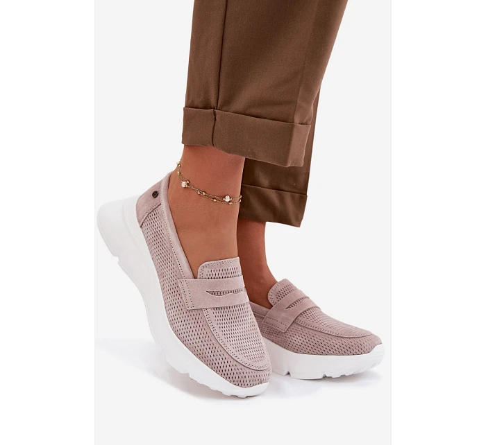 Dámské mokasíny z přírodního semiše na platformě Vinceza Béžové