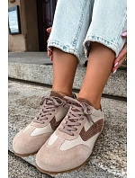 Dámské kožené semišové barefoot tenisky Zazoo N1400 béžové Dámské kožené semišové barefoot tenisky Zazoo N1400 béžové