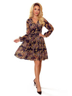 Šifonové dámské šaty s výstřihem, zavazováním na zádech a se vzorem model 16264856 - numoco