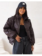 Pikowana kurtka oversize ze stójką czekoladowa model 22553216 - Moon
