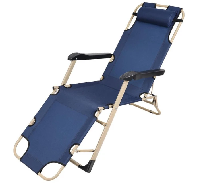 TURISTICKÉ VÍCEPOLOHOVÉ KŘESLO GARDA S OPĚRKOU HLAVY TMAVĚ MODRÁ - BÉŽOVÁ