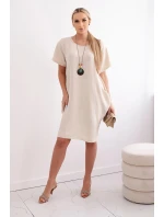 Šaty s kapsami a přívěskem tmavě béžová