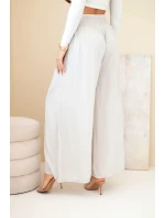 Dámské viskózové kalhoty s elastickým pasem béžové