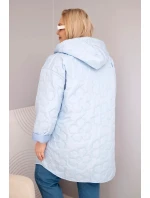 Dámská bunda Plus Size prošívaná s kapucí a nápisem HOPE modrá