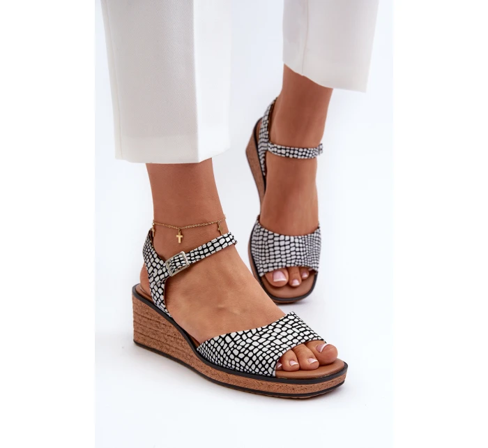 Dámské sandály Na Klinu Sergio Leone SK303 Černobílé