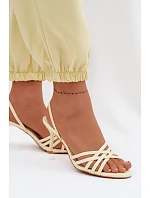 Dámské sandály na podpatku s pásky žluté Velivelle