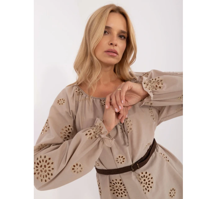 Bluzka LK BZ model 20470320 ciemny bezowy - FPrice Bluzka LK BZ model 20470320 ciemny bezowy - FPrice