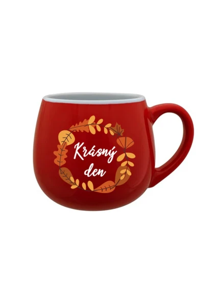 KRÁSNÝ DEN (PODZIM) - červený keramický hrníček 300 ml KRÁSNÝ DEN (PODZIM) - červený keramický hrníček 300 ml