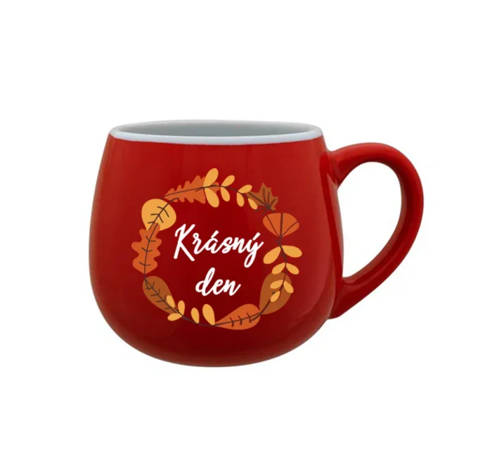 KRÁSNÝ DEN (PODZIM) - červený keramický hrníček 300 ml KRÁSNÝ DEN (PODZIM) - červený keramický hrníček 300 ml