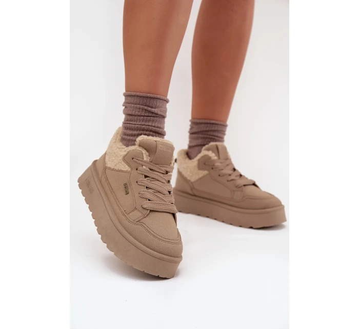 Dámské zateplené sportovní boty na platformě model 21817728 Béžová - Big Star Dámské zateplené sportovní boty na platformě model 21817728 Béžová - Big Star