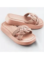 Béžové dámské pantofle s podrážkou model 17352363 - Mix Feel