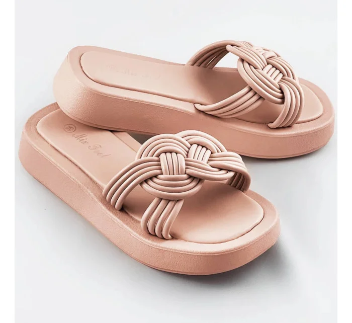 Béžové dámské pantofle s podrážkou model 17352363 - Mix Feel