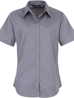 PR 302 Popelínová halenka s krátkým rukávem model 22482861 steel - Premier