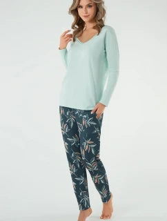 Italská móda Julietta s dlouhým rukávem barva:pistácie/potisk