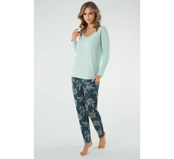 Italská móda Julietta s dlouhým rukávem barva:pistácie/potisk Italská móda Julietta s dlouhým rukávem barva:pistácie/potisk