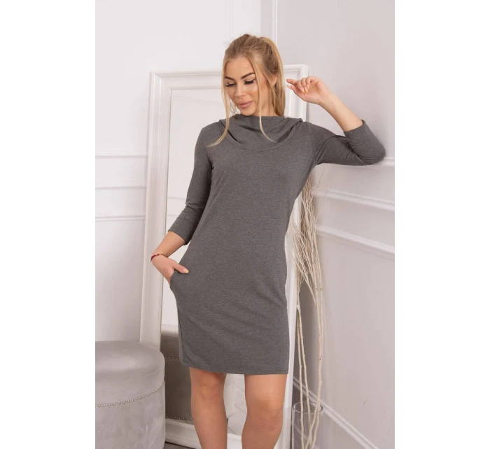 Šaty s kapucí a kapsami graphite melange