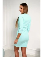 Žebrované šaty s ozdobnými knoflíky mint Žebrované šaty s ozdobnými knoflíky mint