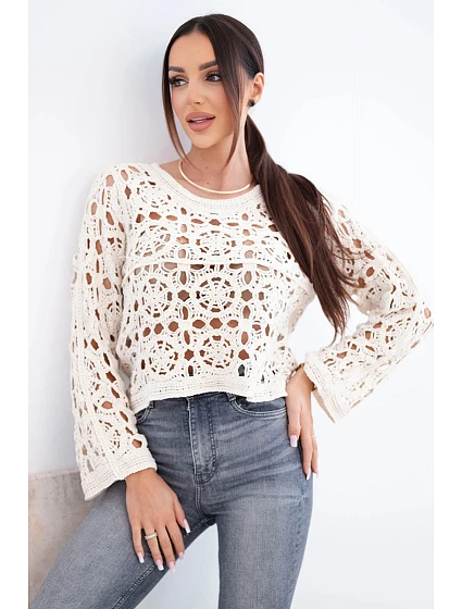 Dámský letní krajkový svetr s knoflíky a dlouhým rukávem černý