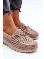 Dámské mokasíny s mašlí béžové model 21650300 - VINCEZA