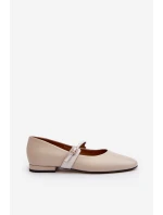 Dámské kožené na ploché podrážce  béžové model 21656270 - Laura Messi