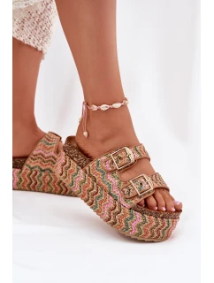 Dámské Sandály Na Masivní Platformě S Pletením A Přezkami Multikolor