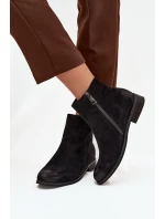 Dámské kotníkové boty na nízkém podpatku model 21712274 Černé - VINCEZA