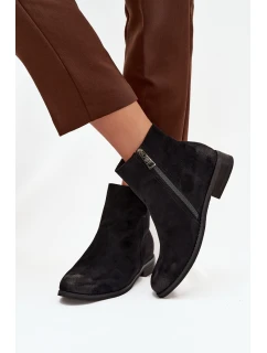 Dámské kotníkové boty na nízkém podpatku model 21712274 Černé - VINCEZA