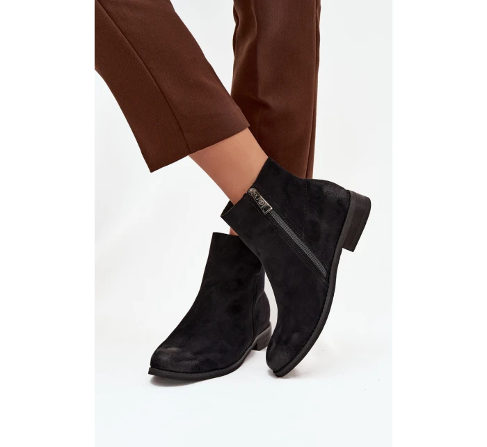 Dámské kotníkové boty na nízkém podpatku model 21712274 Černé - VINCEZA
