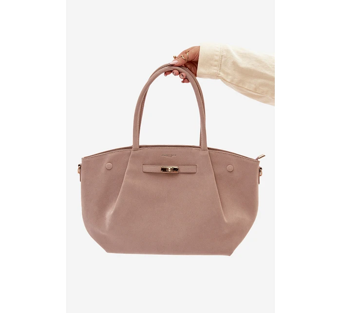 Shopper taška z imitace semiše Béžová Nellia