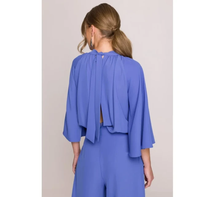 Kombinéza s širokými rukávy a zády modrá model 20966204 - STYLOVE
