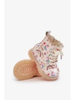 Dětské Zateplené Kotníkové Boty Se Zipem Jednorožci Béžové Tiptop