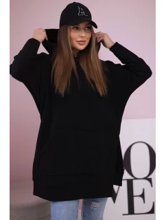 Zateplená mikina s bočními rozparky černá