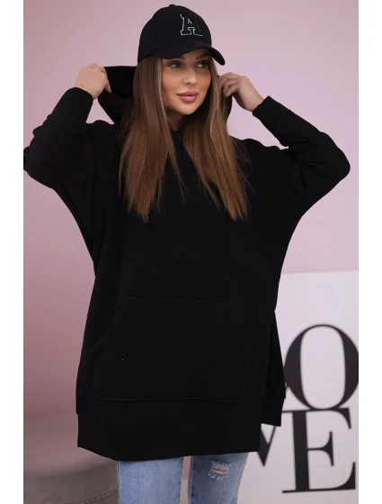 Zateplená mikina s bočními rozparky černá Zateplená mikina s bočními rozparky černá