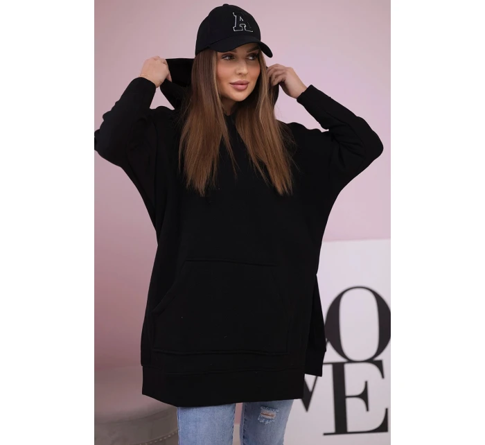 Zateplená mikina s bočními rozparky černá Zateplená mikina s bočními rozparky černá