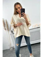 Mušelínová halenka s ohrnutými rukávy světle béžová