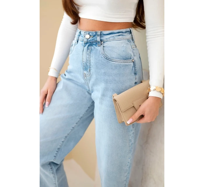 Dámské džíny s vysokým pasem a volnou nohavicí