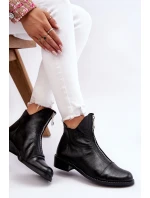Kožené kozačky na zip Nicole 2785/037 Černá
