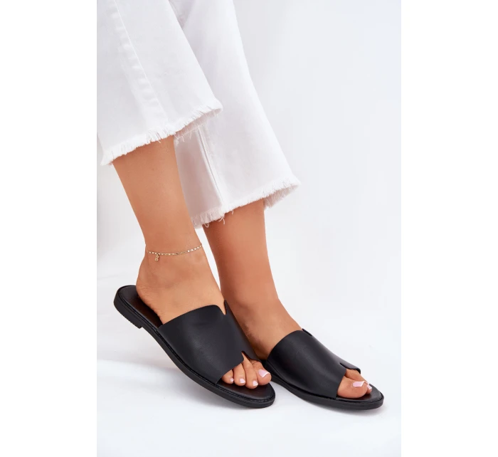 Dámské Pantofle Z Eko Kůže Na Plochém Podpatku Černé Kalimira Dámské Pantofle Z Eko Kůže Na Plochém Podpatku Černé Kalimira