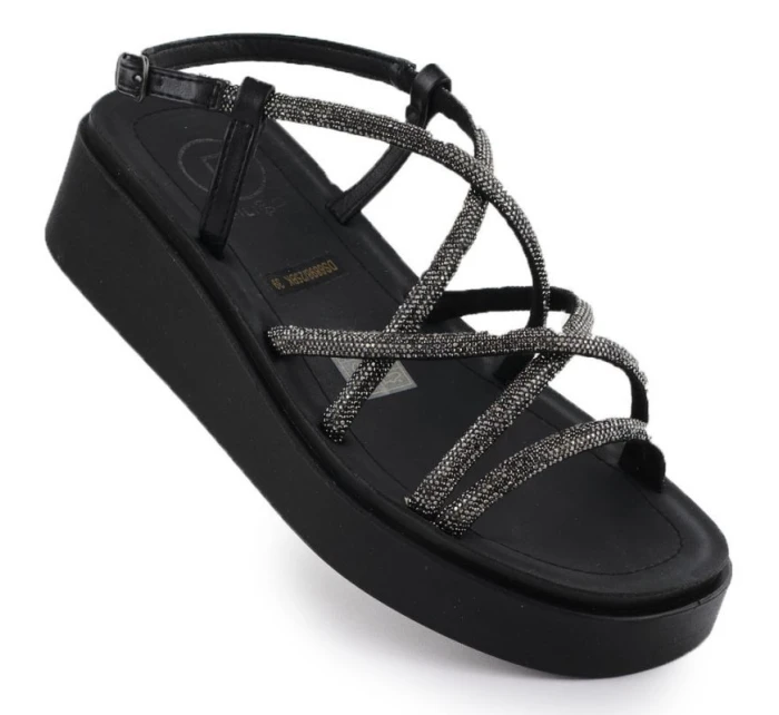 Dámské sandály na se zirkony černé model 21905027 - FILIPPO Dámské sandály na se zirkony černé model 21905027 - FILIPPO